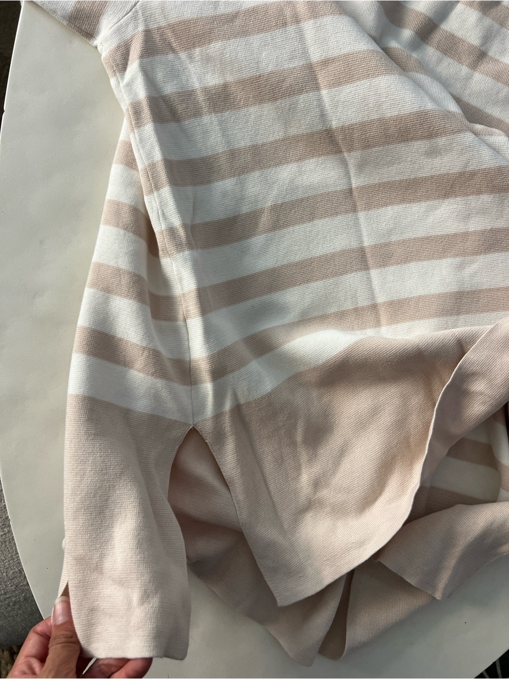 COS Stripe Thick Organic Cotton Mock Neck Striped Sweater Cream White Large - Picture 7 of 9